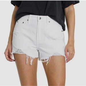 Pistola Distressed White Denim Shorts